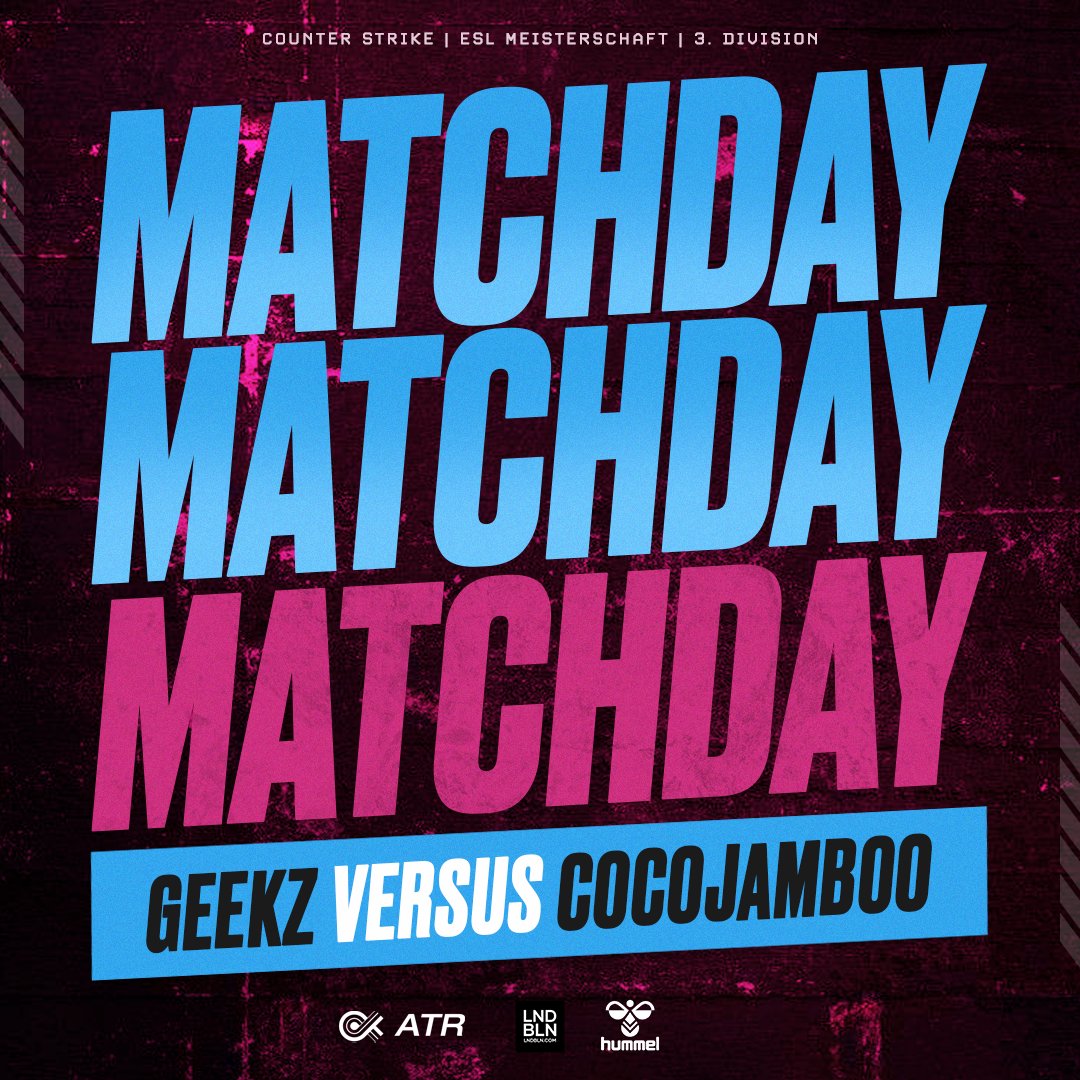 [#CSGO]
Wir gehen in der #ESLMeisterschaft in den 4.Spieltag! 
Heute Abend treffen wir auf #Cocojamboo! 
⏰20:00 Uhr 
📺twitch.tv/castingranch
🎙️ <a href="/CastingRanch/">CastingRanch</a> 

#BEAGEEK #GEEKZENERGY