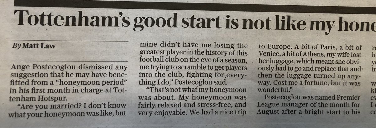 Reading the Game Podcast (@readthegamepod) on Twitter photo Love this response by Ange! #AngePostecoglou #TottenhamHotspur #Honeymoons <a href="/SpursOfficial/">Tottenham Hotspur</a> Love this response by Ange! #AngePostecoglou #TottenhamHotspur #Honeymoons <a href="/SpursOfficial/">Tottenham Hotspur</a>