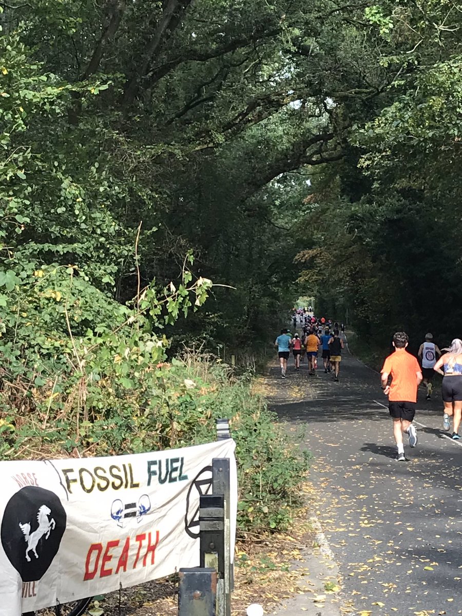 Pitched up at my usual spot #Horsehill to cheer the runners up the hill and remind everyone of our local oil extraction site @runreigate  It’s a great event, well done to all!