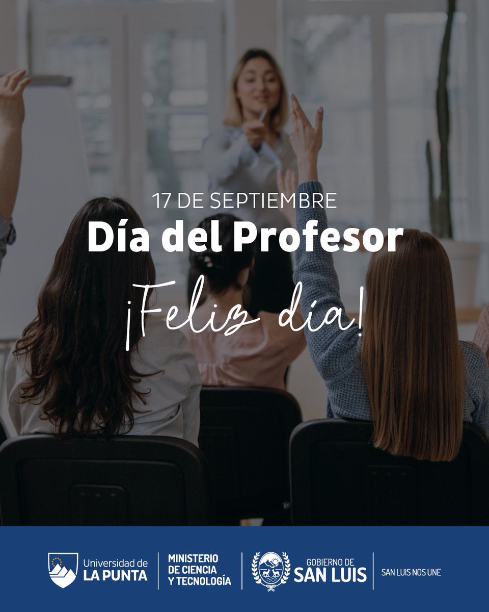#Efemérides

📆 17 de septiembre: Día del profesor 👨‍🏫 

¡Feliz día a todos los profesores y profesoras!