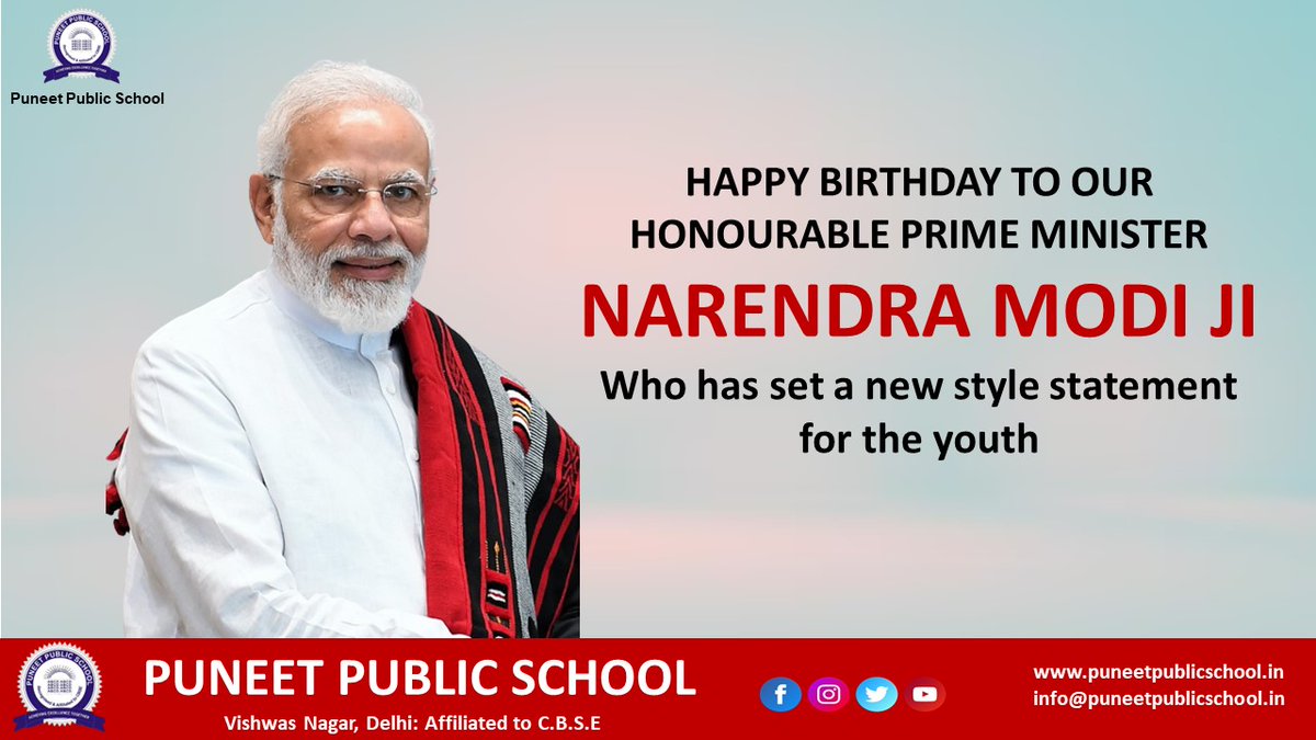 PublicPuneet's tweet photo. A very Happy Birthday to our Hon’ble PM Narendra Modi Ji.

Your dedication for the welfare of our country and its people is highly appreciated. Wish you health, happiness and glorious years ahead.

#NarendraModi #puneetpublicschool #HappyBirthdayModiji https://t.co/RJdpyhMDLA