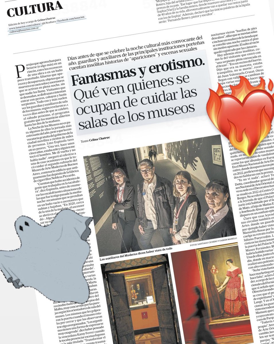 Hoy en <a href="/lncultura/">LA NACION Cultura</a> : todo lo que ven los guardias de sala de los #museos lanacion.com.ar/cultura/fantas… #arte #art <a href="/modernoba/">Moderno</a> <a href="/BellasArtesAR/">Bellas Artes Arg</a> <a href="/museomalba/">MALBA</a> <a href="/museofernandezb/">Museo Isaac Fernández Blanco</a> <a href="/MuseoHistorico/">Museo Histórico Nacional (Argentina)</a> <a href="/MuseoOriental/">Museo Nacional de Arte Oriental</a>