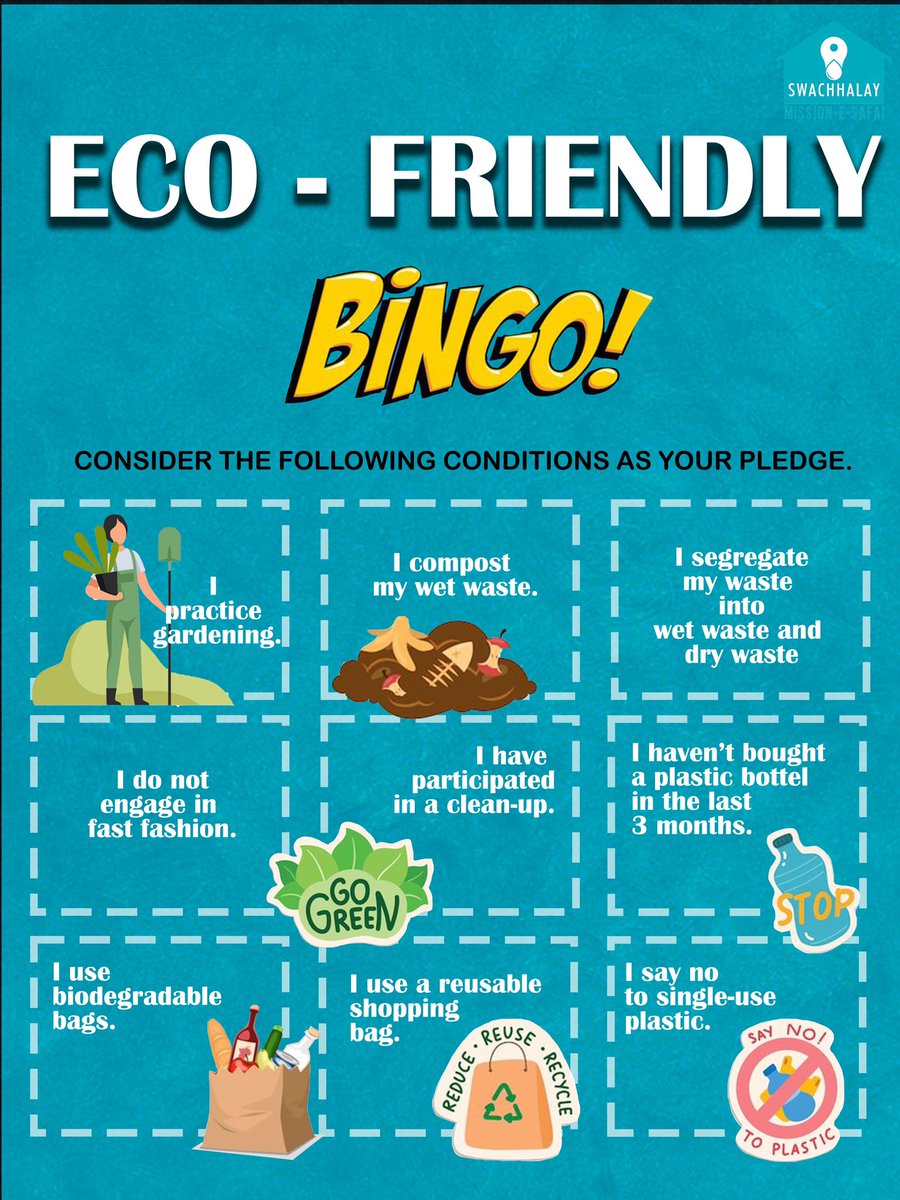 Complete three activities, share pics with your bingo card, tag us! Top 5 participants will be featured on our handles! 📸🌱