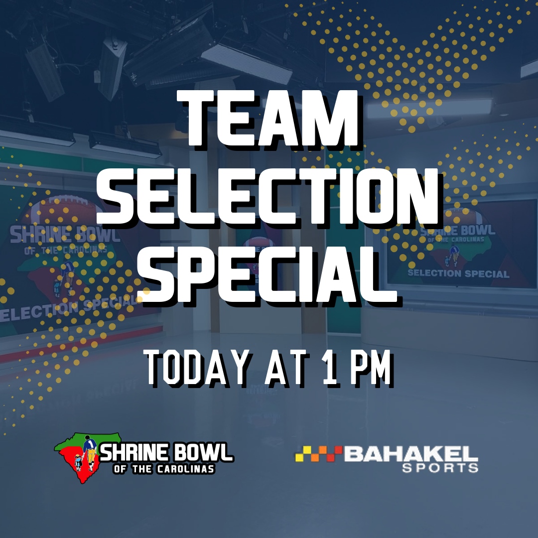 ShrineBowlNCSC's tweet photo. Don't miss the exclusive Team Selection show by our friends over at Bahakel Sports today at 1 p.m. https://t.co/Xlc7jL1hPP
#ShrineBowlOfTheCarolinas #ShrineBowl #NC #SC #BahakelSports #teamselection #playerselection #exclusive https://t.co/sch6DRUz50