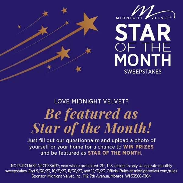 ShopMV's tweet image. Be Featured as a Star of the Month! Fill out the questionnaire below and upload a photo of yourself or your home for a chance to win! 

Questionnaire: buff.ly/3R2H191 
Rules: buff.ly/3Ekuruk