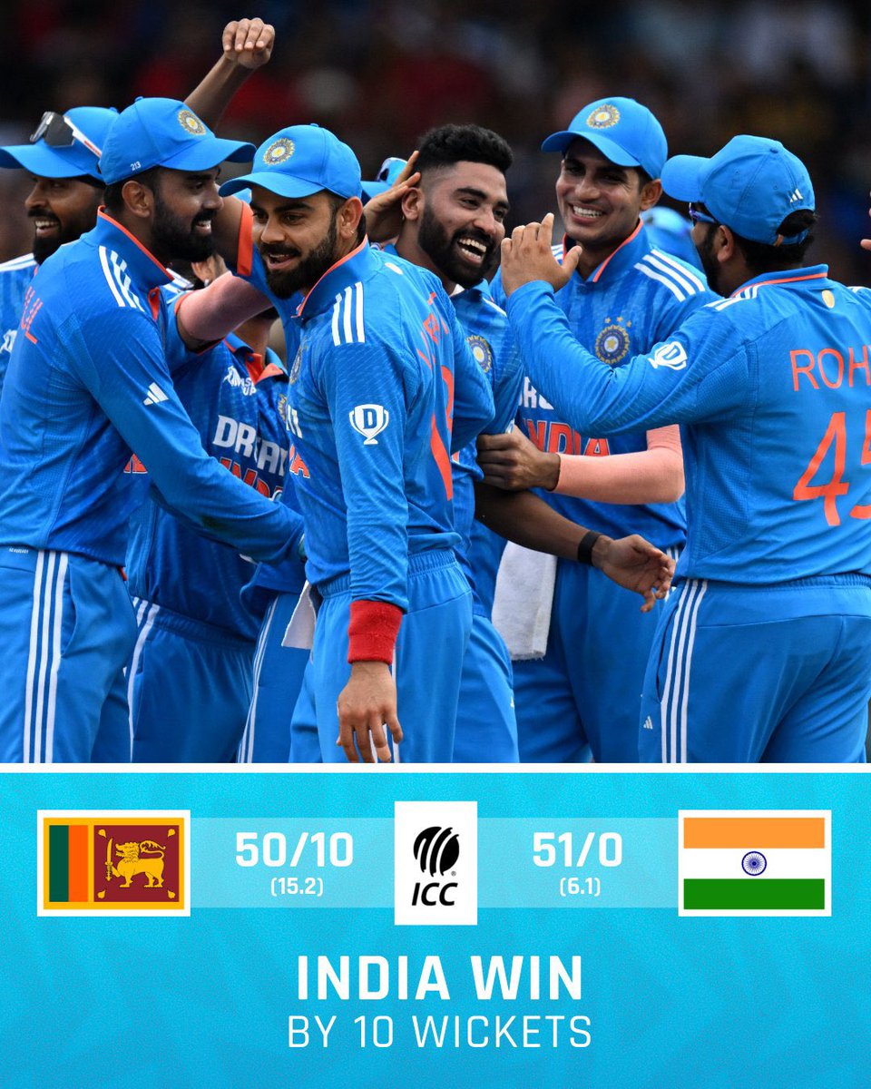 𝘾𝙃𝘼𝙈𝙋𝙄𝙊𝙉𝙎 🏆

India storm to victory in the #AsiaCup2023 Final against Sri Lanka 🔥