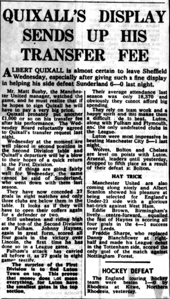 Dunsbyowl's tweet photo. #OnThisDay 65 years ago - Wednesday were 2nd in the 2nd after thrashing @SunderlandAFC 6-0 at S6 in front of 33,398 #SWFC goals Froggatt 3
Albert Quixall, Shiner & Derek Wilkinson. The match would prove to be Golden Boy Albert Quixall's lat game for the Wednesday. #UTO https://t.co/AD7NRpWlBa