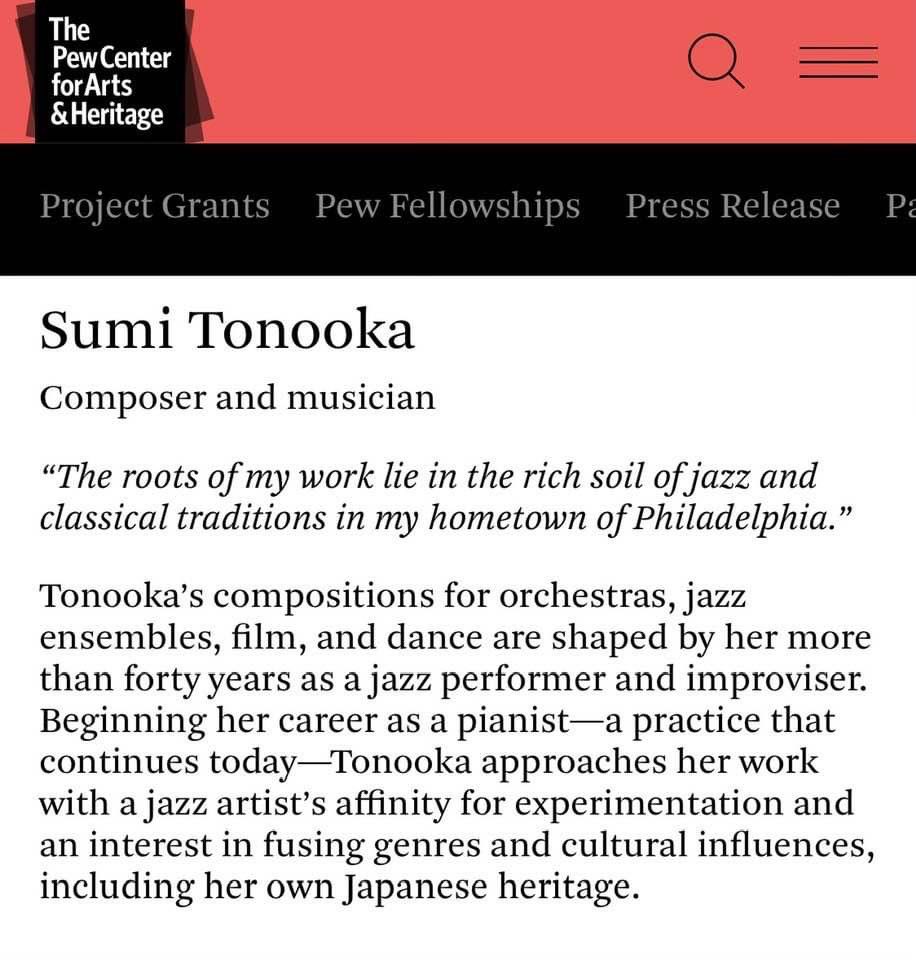 💥 CONGRATULATIONS TO ARC LABEL COFOUNDER AND YOUTH JAZZ BOARD MEMBER SUMI TONOOKA FOR BEING SELECTED FOR THIS VERY PRESTIGIOUS PEW FELLOWSHIP!!! #PewFellow
_____
🔗  ArtistsRecordingCollective.biz