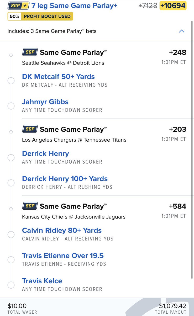 DollarParlay's tweet photo. 🏈 NFL Sunday Parlay 🏈

💸 $10 to win $1.1k 💸

Got a good feeling about this one let’s ride 🤝

#GamblingTwitter #GamblingX #NFL #nflbets #nflparlay https://t.co/4EvszROnsR