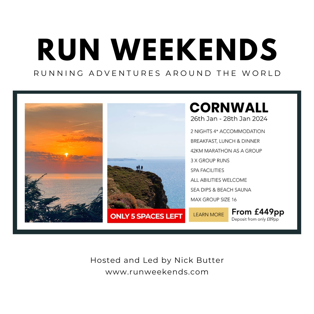 nickbutterrun's tweet photo. Only 5 spaces left for our Cornwall Run Weekend in January. Early bird prices are still available - Book with a 20% deposit of as little as £90pp if you book before early bird closes (based on double occupancy).⁠
⁠
Tag a running buddy⁠
⁠
https://t.co/NzZXD3yFZC
⁠ https://t.co/mw0bZwsY7B