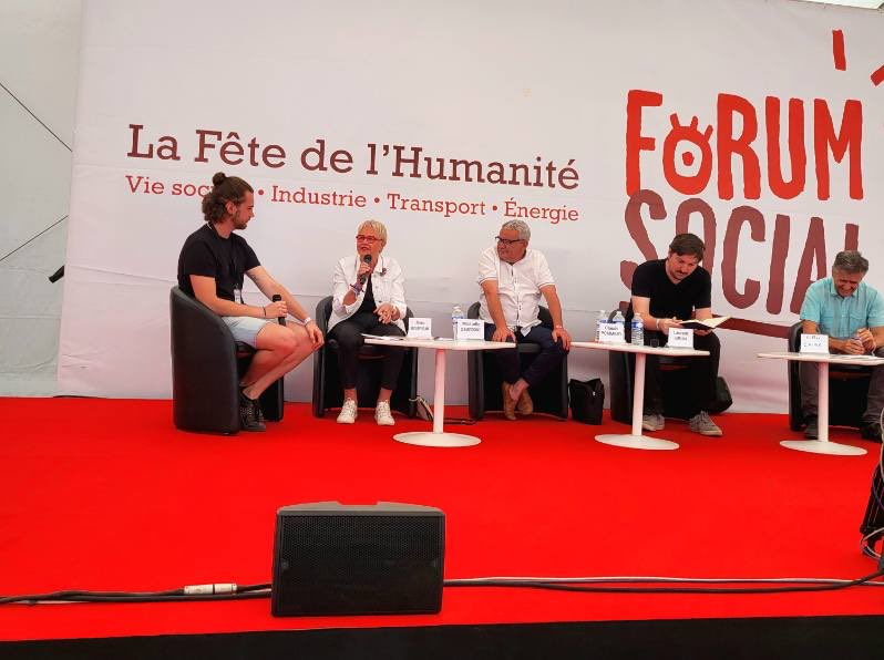 Très beau débat ce dimanche à la Fete de L’Huma sur l’avenir du tourisme social avec Claude Pommery CCAS, Laurent Brun pour la CGT, Michelle Demessine UNAT et Gilles Caire Universitaire