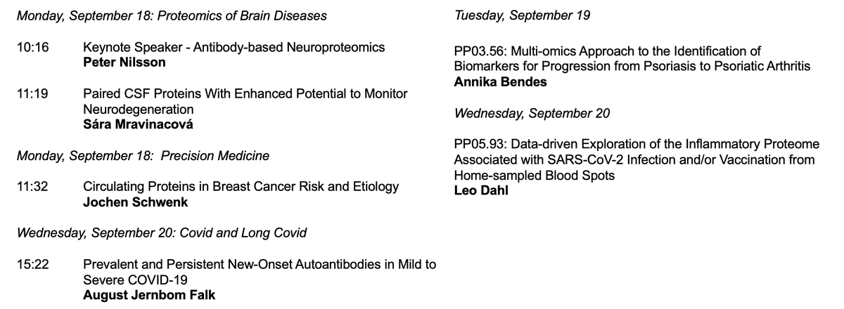 Are you at #HUPO2023 and curious about applying #affinityproteomics to human diseases? Then, come to our talks and visit our posters in #Busan! <a href="/hupo_org/">Human Proteome</a> <a href="/ProteinAtlas/">Human Protein Atlas</a> <a href="/KTHuniversity/">KTH Royal Institute of Technology</a> <a href="/scilifelab/">SciLifeLab</a> #proteomics