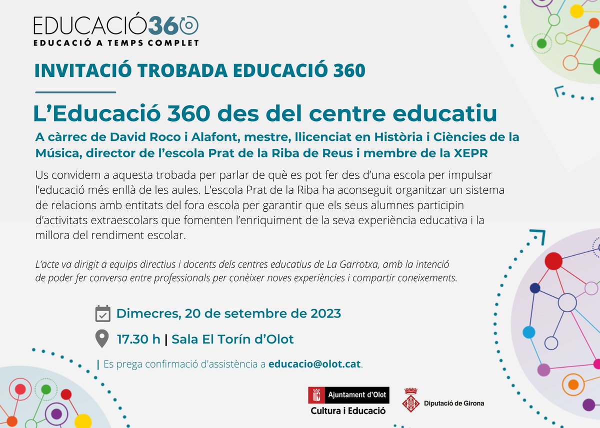 dr_alafont's tweet photo. 📆 Dimecres 20
📍#Olot
🔊 D'#escola a #EcosistemaEducatiu

Molt content de poder anar a la #Garrotxa a conversar i aprendre sobre #equitat i #educació360. Quines ganes!!!

@olotciutatedu 
@Olotuit 
@educacio360 
@EscPratdelariba https://t.co/z5jXEcjazx