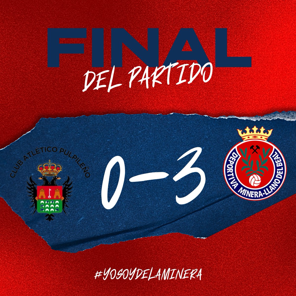 DeportivaMinera's tweet photo. 🔚 𝗙𝗶𝗻𝗮𝗹𝗶𝘇𝗮 𝗲𝗹 𝗲𝗻𝗰𝘂𝗲𝗻𝘁𝗿𝗼 en el Municipal San Miguel.

𝐒𝐎𝐌𝐎𝐒 𝐋𝐀 𝐃𝐄𝐏𝐎𝐑𝐓𝐈𝐕𝐀 𝐌𝐈𝐍𝐄𝐑𝐀
𝐒𝐎𝐌𝐎𝐒 𝐋𝐀 𝐑𝐄𝐒𝐈𝐒𝐓𝐄𝐍𝐂𝐈𝐀

👊🏼 #AtPulpileñoDeportivaMinera 
⛏️ #YoSoyDeLaMinera https://t.co/Kqc4PgUQh9