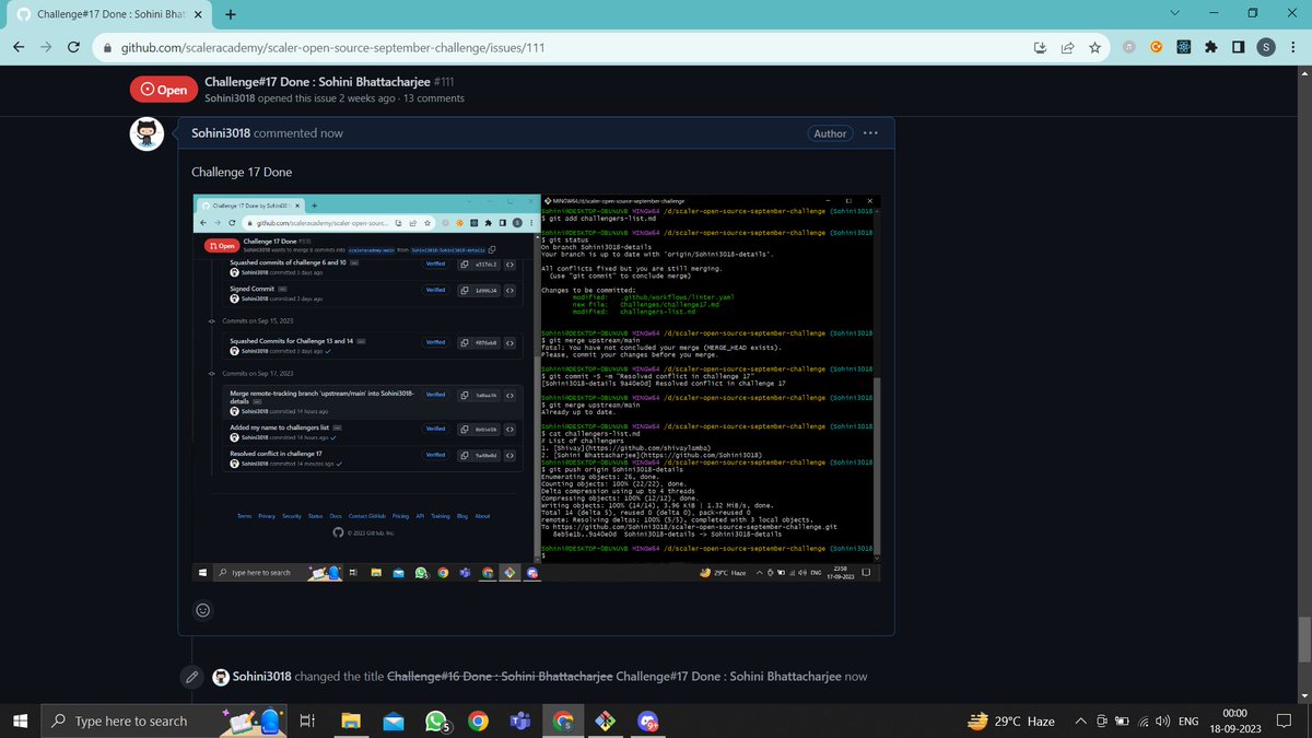 SohiniB30's tweet image. Hello All, I have completed #task17 of #OpenSourceSep Challenge with @Scaler_Official Discord Community.

This helps me stay consistent with coding.
You can join the community HERE  bit.ly/discord-l 

#Opensourcesep #ScalerDiscord