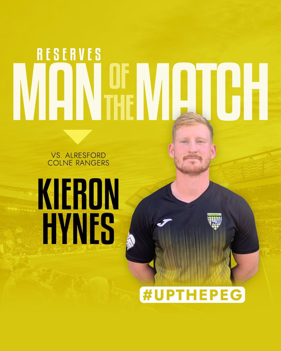 AFCPegasus_'s tweet photo. 𝙈𝙖𝙣 𝙤𝙛 𝙩𝙝𝙚 𝙈𝙖𝙩𝙘𝙝!

The ressies MOTM goes to Kieron Hynes for a solid display. Can’t tag him as he doesn’t have any social accounts 😵

But well done Kieron! 

#UpThePeg 🟡⚫️ https://t.co/AutFSoHAOZ