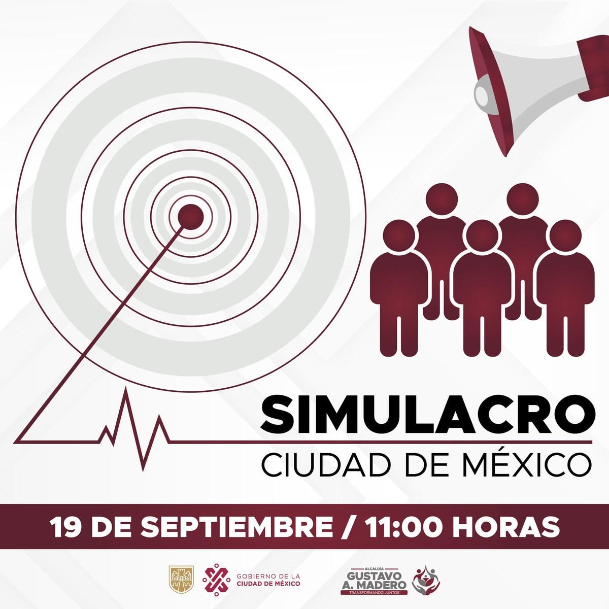 TuAlcaldiaGAM's tweet photo. #Recordatorio 🗓️| Este 19 de septiembre se llevará a cabo el #Simulacro2023, en punto de las 11:00 hrs. ⏰ sonará la alerta sísmica, mantente alerta. ¡Súmate! 

#LaPrevenciónEsNuestraFuerza https://t.co/UZxxJG1LmK