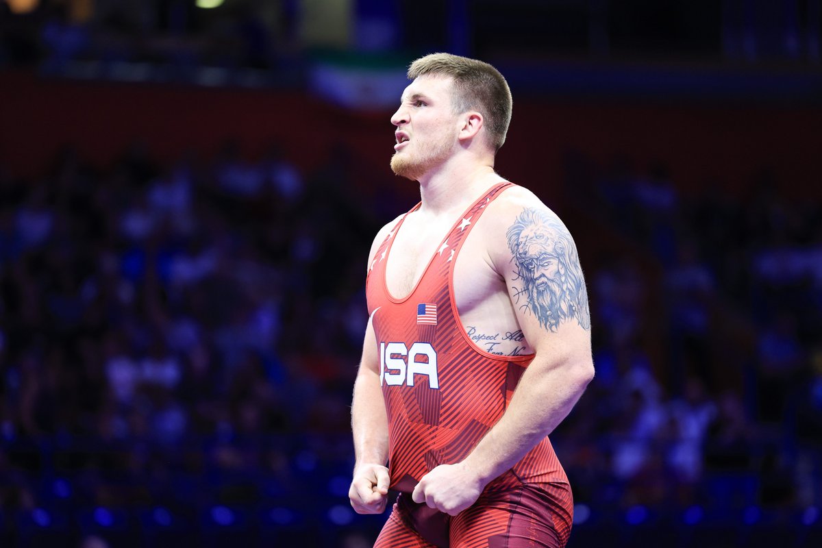 The United States 🇺🇸 qualifies for @Paris2024 Olympics at 125kg. Mason PARRIS 🇺🇸 wins the bronze medal at the World Championships in Belgrade to win the spot for the USA. #WrestleBelgrade #PathToParis