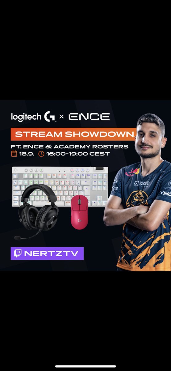 NertzCS's tweet photo. Excited to put the new PRO X products to the test in the @LogitechGesport x ENCE Stream Showdown on Monday 💪
#PROXSeries #PROXSuperlight2 #PROXTKL #PROX2 #LogitechGPROSeries https://t.co/RyBOk3eXXy