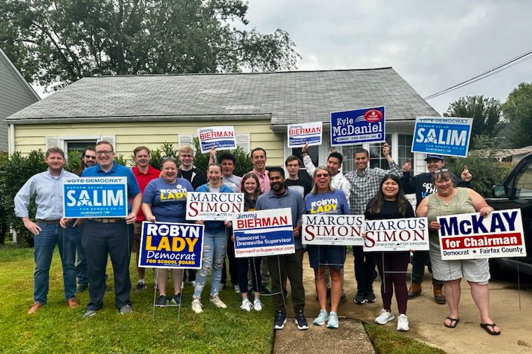 Thank you to our volunteers &amp; <a href="/GMUdems/">Democrats at Mason</a> for joining us in Pimmitt Hill to knock doors for <a href="/marcussimon/">Marcus Simon Reazo</a>, <a href="/JimmyBiermanVA/">Jimmy Bierman for Dranesville District Supervisor</a>, <a href="/RobynLadyVA/">Robyn Lady for School Board</a>, <a href="/KyleMcDaniel89/">Kyle McDaniel</a> and the democratic ticket.