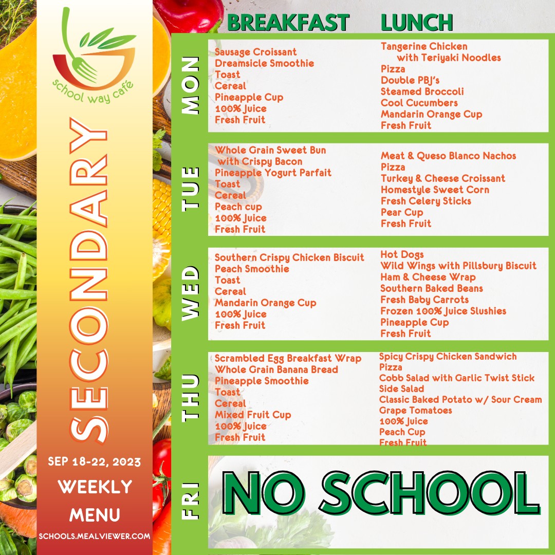 SWC_Volusia's tweet image. 🍎🍽️ Check out this week's school menus, plus, a special treat: We're celebrating National States &amp;amp; Capitals Day on Thursday with a bonus @Edu_Snacks for every student. 🎉 Please note, there's no school on Friday! Enjoy the week! #SchoolMenus #StatesAndCapitals @volusiaschools