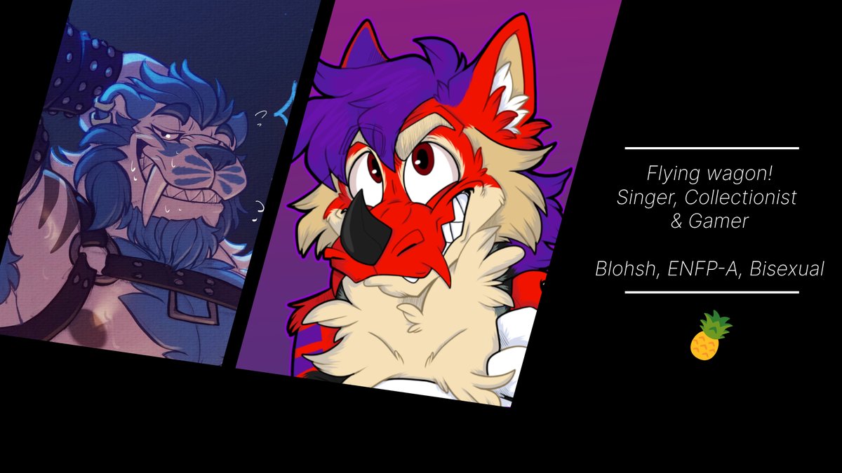RiguToby's tweet image. [🍍]

Heya!
I’m Toby, most people call me that way but Riguya or Rigu works too.

I’m a wagon with a pineapple addiction. Currently studying comp. Engineering, learning music production, and fursuit making. Experienced singer!

Feel free to DM 💜

[ flyingwagon.carrd.co ]