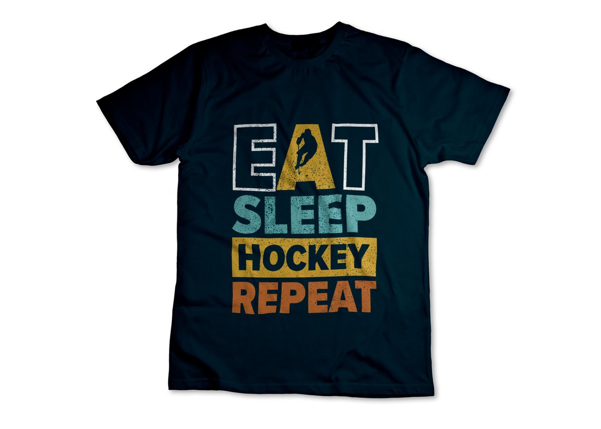 Eat sleep hockey repeat, the best typography hockey t-shirt design.

#socialdesign #socialmediadesign #tshirtdesign #tshirt #shirt #omarfaiyaz