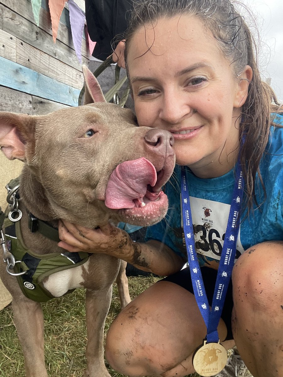 sophcoulthard's tweet image. Me and Billy ran the #muddydogchallenge today for @Battersea_ 
He loved every second of it. The organisers were wonderful no one batted an eyelid about his breed or the fact he was around so many people &amp;amp; dogs. 
The dog community knows. #endbsl
