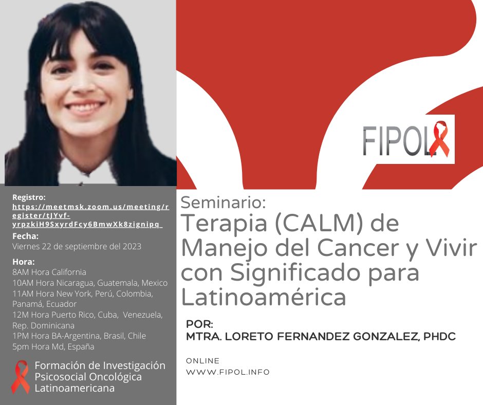 PSICOONCOLOGIA1's tweet photo. Próximo seminario FIPOL, viernes 22 de septiembre regístrate: https://t.co/rq7SS8drkR……Más info en: https://t.co/VTAuBEmd3O #FIPOL #FIPOLATINO #psychooncology #psicooncologia #healthequity #pallcare https://t.co/xzvEeTgrYa