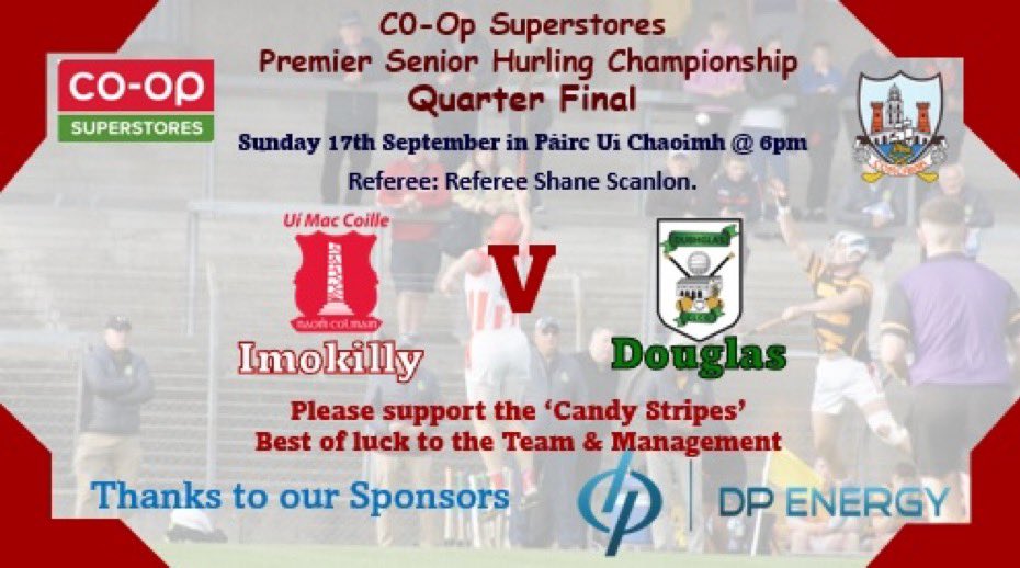 EastCorkGAA's tweet photo. Best of luck Folks: - CO-OP Superstores Cork SHC Q Final Imokilly v  Douglas at 6pm this evening in Pairc Ui Chaoimh. Ui Mac Coille Abu. https://t.co/33FcqYUYri