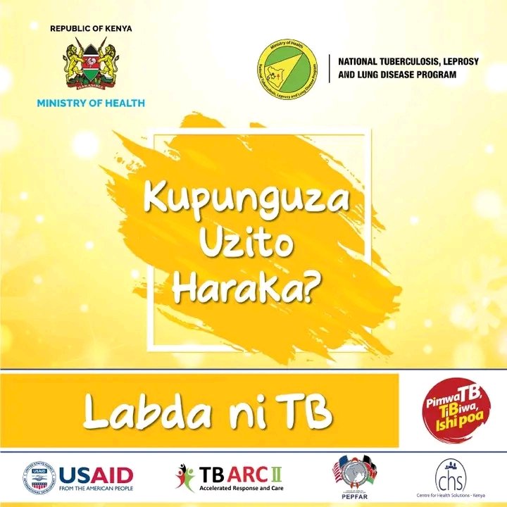 QueenterAchie18's tweet photo. Early diagnosis and treatment can help eradicate TB,live free live young! Live without TB and live forever.@TBpeopleKenya @StopTB @StopTBKe @TBpeopleCan @tb_africa @realTBpeople @TBChampions_ke @pamojatbgroup
@Amref_Kenya @NTLDKenya @NASCOP
@nsdcc_kenya https://t.co/89OASwPB1R