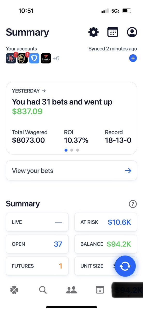 MWJBets's tweet image. 9/16 Recap:

Back in the green

31 Bets (18-13)

P/L: +$837
September P/L: +$9,820
2023 P/L: +$80,823

Follow every bet I make on verified bet tracker Pikkit (MJ0369)

Learn how to be a sharp bettor with @OddsJam :oddsjam.com/?ref=mddhn2q

#GamblingTwitter