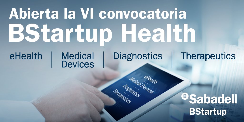 ¡Abrimos nueva convocatoria #BStartupHealth! Desde <a href="/BStartup/">BStartup</a> lanzamos la VI Convocatoria de este programa de apoyo a proyectos de #Salud en fases pre-seed y seed, dirigido fundamentalmente a validar la tecnología y el negocio. 

¡Inscríbete ahora en: sab.to/45D9mau