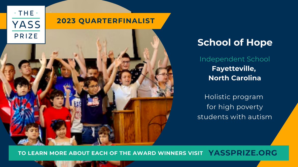 An independent school holistically meeting the needs of students living in poverty and students with autism, School of Hope is a 2023 @YassPrize Quarterfinalist!