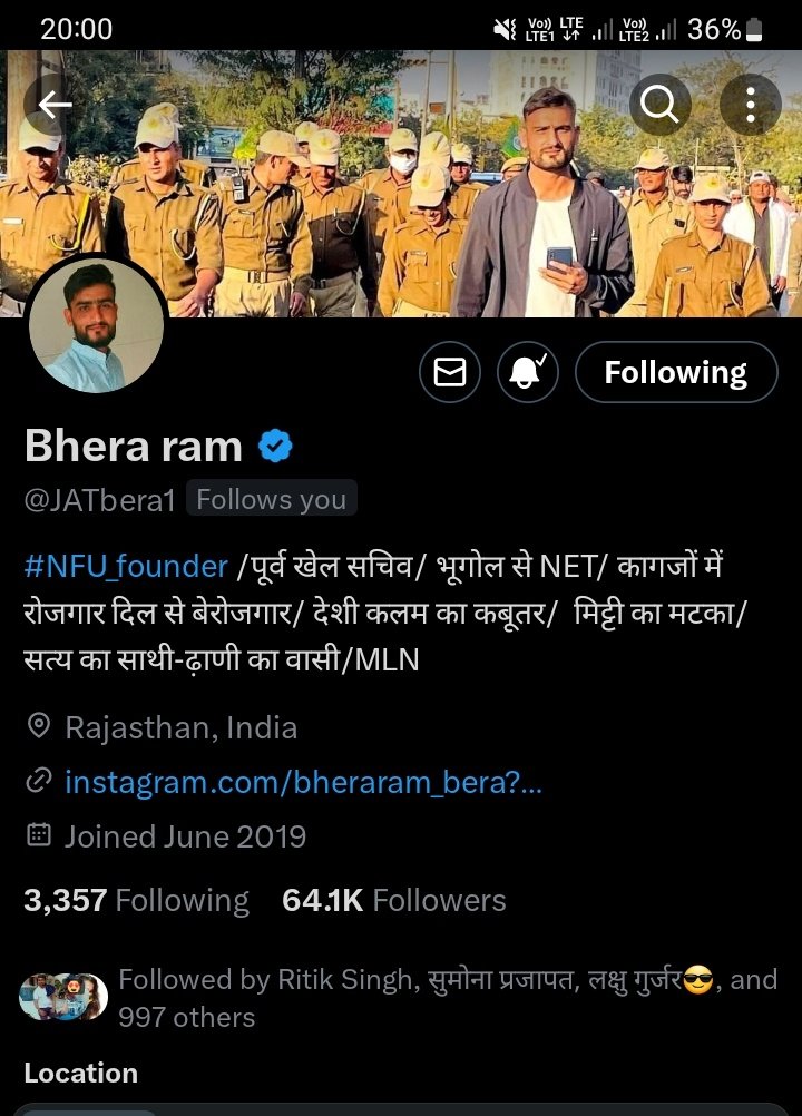 ManpalSuthar1's tweet image. #64k followers पूर्ण होने पर बहुत बहुत बधाई हो भाई 🥳🥳
@JATbera1