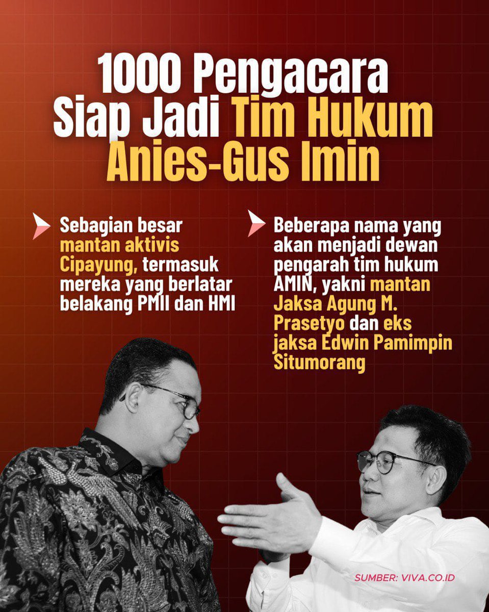Gus Muhaimin merupakan pemimpin yang visioner.
#GusIminPemimpinVisioner
#AniesMuhaimin2024
Berwawasan Luas, Pemimpin Jujur, Visioner
<a href="/cakimiNOW/">A Muhaimin Iskandar</a>
<a href="/DPP_PKB/">DPP PKB</a>
<a href="/aniesbaswedan/">Anies Rasyid Baswedan</a>
@indrairawanpmii 
<a href="/Bagus_pdg/">Pandeglang</a>