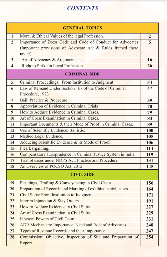CiteCase's tweet photo. This 'e-book for Advocates' is a brilliant work 🔥

A must read by all practising lawyers and students of law.

We actually went through this book after we shared it here (read quoted post). This book will give you  an overall picture about:

✅ Procedure before civil and criminal courts (from institution to judgments).

✅ Adducing and appreciation of evidence in civil/criminal trials (also the art of cross examination)

✅ Art of Advocacy and duties/rights of Advocates and moral/ethical values of legal profession.

Just go through the contents: