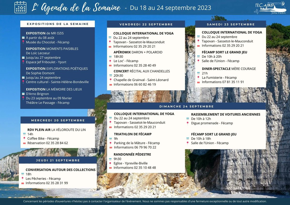 📆 [𝗔𝗚𝗘𝗡𝗗𝗔 𝗗𝗘 𝗟𝗔 𝗦𝗘𝗠𝗔𝗜𝗡𝗘] 📆
Retrouvez chaque dimanche toutes les animations de notre destination 🤗

Plus d’infos 👉 buff.ly/41jCEJl