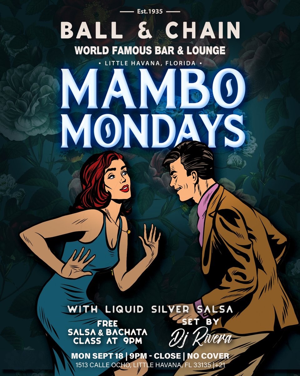 BallAndChainBar's tweet image. TODAY is #SalseroSunday!

The schedule in #LittleHavana:

#LiveSalsa - noon to 6 p.m.
#LiveJazz - 6 to 9
@DJJorgeCharun - 8
FREE #SalsaClass - 9

TOMORROW: #MamboMondays with DJ Rivera + FREE #DanceClasses, 9!

#supportlocal ballandchainmiami.com
🍍💚