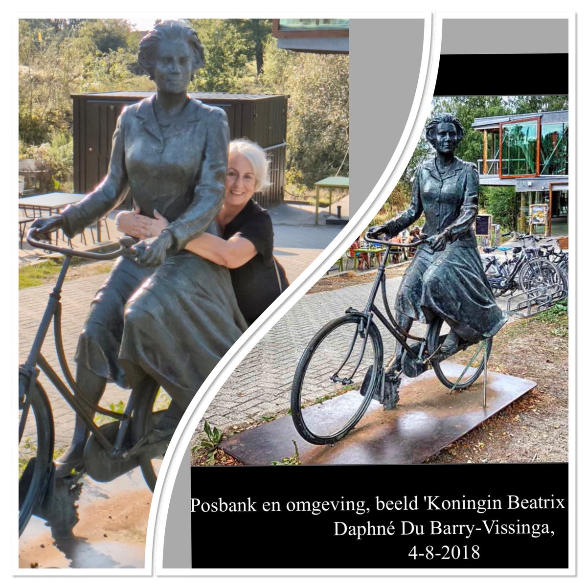 Spring maar achterop … bij Beatrix op de fiets