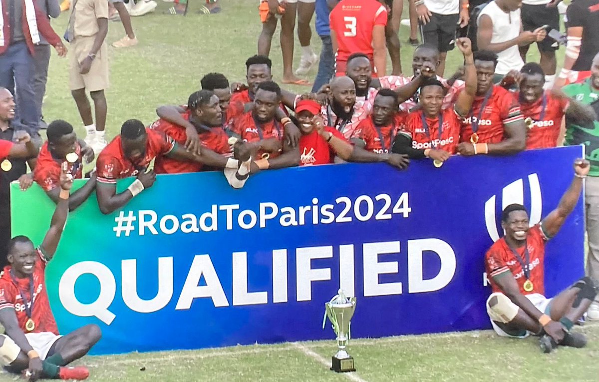 OlympicsKe's tweet image. SHUJAA QUALIFIER FOR PARIS OLYMPICS!🇰🇪😍✈️🍾🕺🏿
The 7s National Team wins 17-12 against South Africa to become Africa Champions and book the slot to the 2024 Paris Olympics. ✈️
Congratulations Lads. See you at the Olympic stage next year, for now- Sherehe 🥂
#TeamKenya
 #Kenya7s