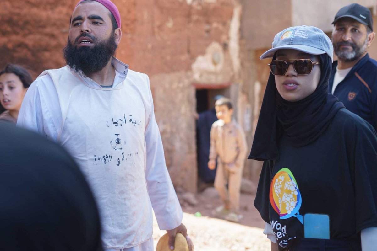 WCKitchen's tweet photo. Meryem is a local student helping our team provide meals to families in some of the villages hit hardest by the earthquake. Moroccan team members with deep knowledge of the impacted region are supporting our efforts as we continue to identify communities in need. #ChefsForMorocco https://t.co/5DTr4lq33p