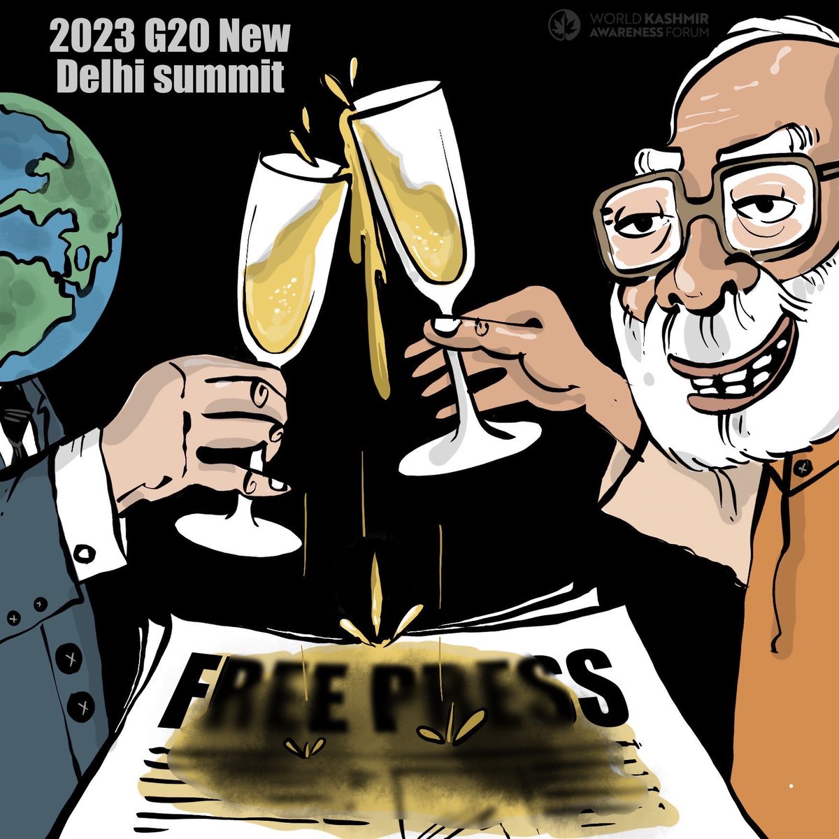 koshurnaffar's tweet photo. The G20 summit in lndia showcased the nation’s growing influence, but concerns have come to the surface about the country's approach to freedom of the press. Journalists faced restrictions, including no access to President Biden's meeting with Prime Minister Modi. https://t.co/9YoOOuSEqC