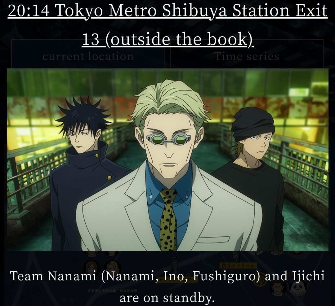 Go_Jover's tweet photo. "JUJUTSU KAISEN SHIBUYA INCIDENT NOW"

A map will be available which updates characters positions throughout Shibuya and also time stamps explaining the event as the episode progresses weekly
https://t.co/ZvBJZRpt7Q https://t.co/c4sYe9x14l