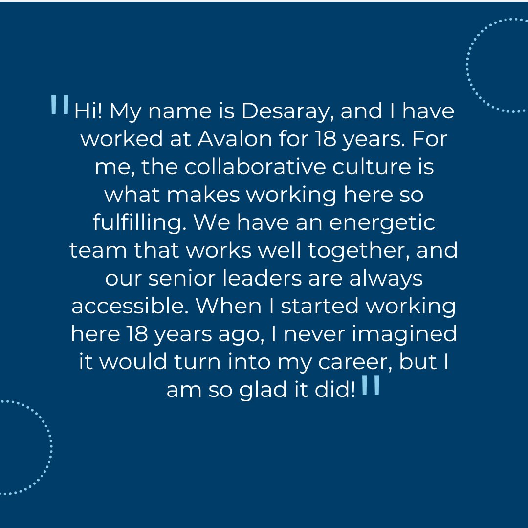 In the spotlight today is our Vice President of Corporate Development, from our Corporate Office in Cherry Hill - Desaray. Your longevity and dedication to Avalon over the years has helped shaped and make this great company succeed. Thank you for being an example to all.