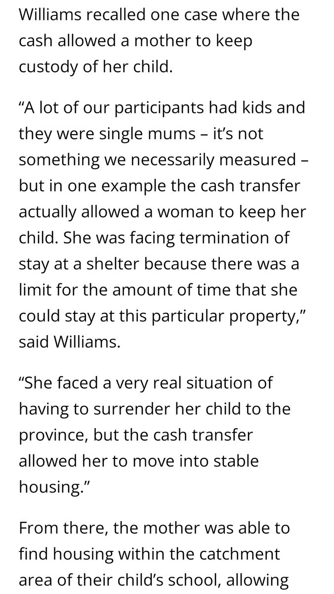 Not only did homeless people provided unconditional cash spend it wisely and find homes, and not only did it save more money than it cost, but it also kept a mom from losing her kid, and even prevented one recipient's grandmother from becoming homeless herself.

"A lot of our
