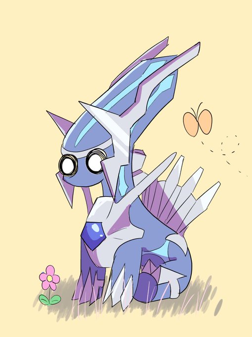 #ポケモン版深夜の真剣お絵描き60分一本勝負今日ディアルガだったこと知らなくって高速で仕上げました 