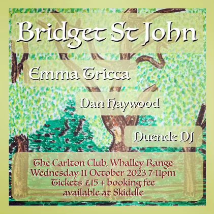 In Manchester in less than 3 weeks with Bridget St John & Dan Haywood. Carlton Club. Cannot wait! @DHNewHawks @BridgetStJohn1 Tix here skiddle.com/whats-on/Manch…