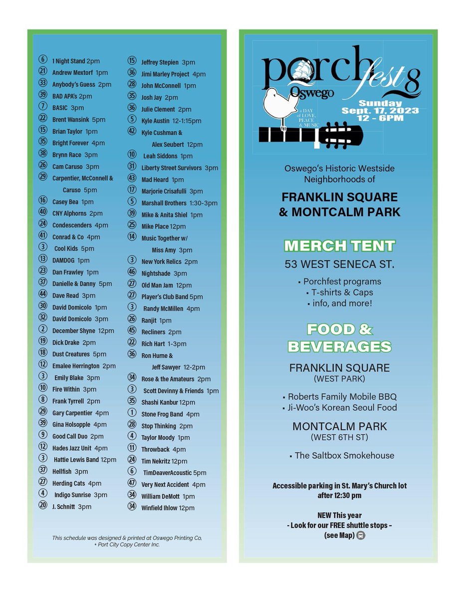 MayorBarlow's tweet photo. 🎵The 8th Annual Oswego PorchFest runs today 12-6pm. Over 70 Acts perform on the front porches and lawns of homes in Oswego's Historic Westside Neighborhoods of West and Montcalm Parks. Free event open to all🎵 https://t.co/93lW1sUr3u