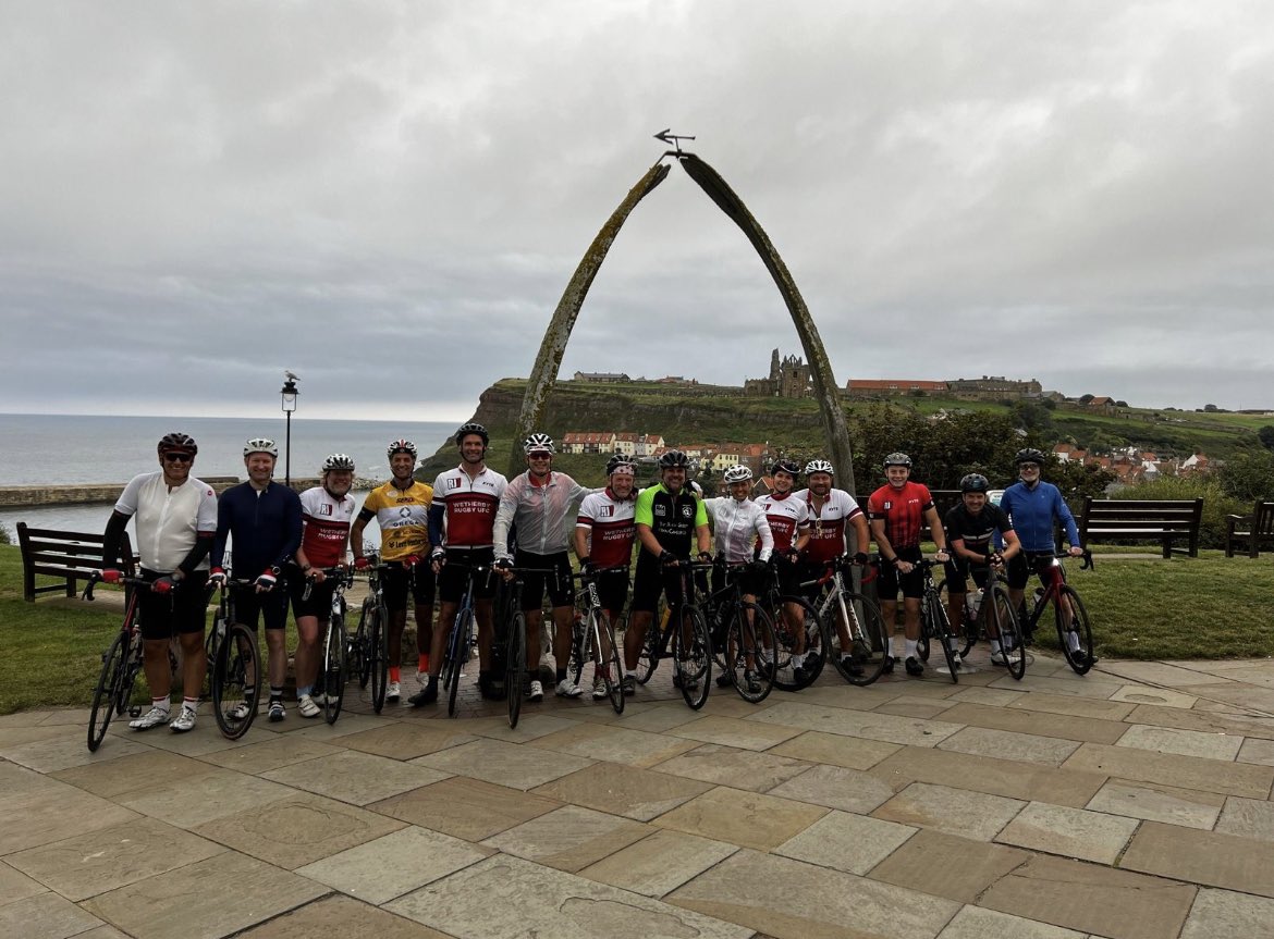 TheNickWrighty's tweet photo. An excellent 2 days of cycling: Wetherby ➡️ Whitby + back (over The Yorkshire Moors) with a great bunch organised by Wetherby RUFC in honour of a dear friend, Rich Jones, raising awareness for @bloodcancer_uk &amp; funds for Leeds based charity Pheonix Health &amp; Wellbeing 👍 https://t.co/dN47ujcMnK
